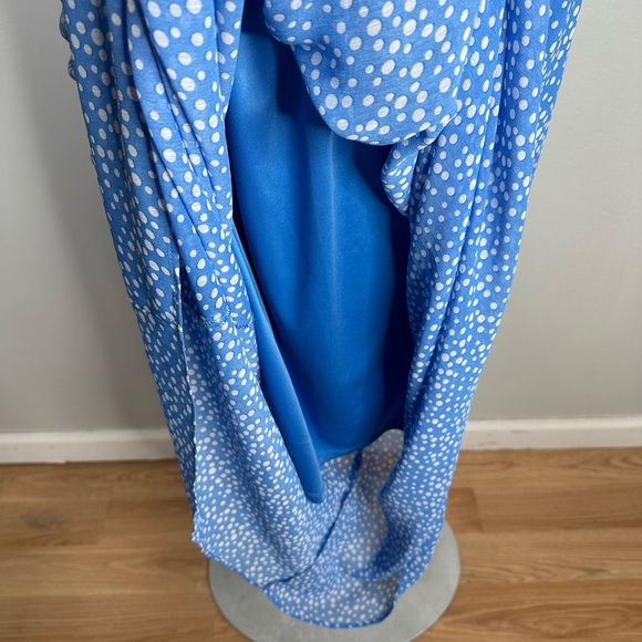 Lane Bryant One Shoulder Ruffle Maxi Dress Polka Dots Blue Plus Size 18/20 NWT - Picture 7 of 13